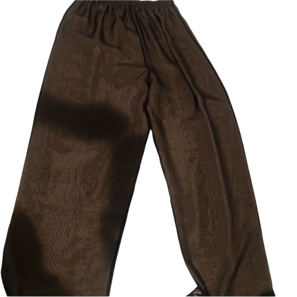 Cacique size large black sheer pull on wide leg pant with nude lining